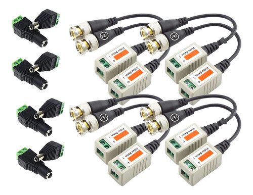 Balun Video Pasivo 4 Pares + 8 Fichas 12v De Alimentacion 0