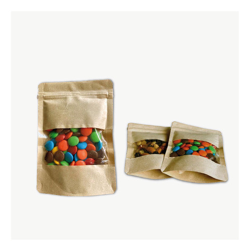 Bolsas Doypack 11x17 Cierre Hermético Zipper Con Ventana X25 0