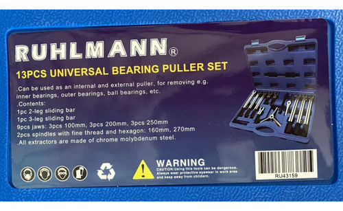 Extractor Ruleman 13pzs Deslizable Rodamientos 100 A 270mm 1