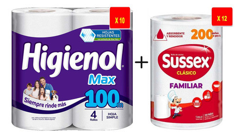 Papel Higiénico Higienol 100 + Sussex 200 0