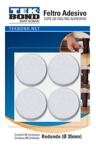 Blister Fieltro Tope Adhesivo Redondo Tekbond Blanco 35mm 1