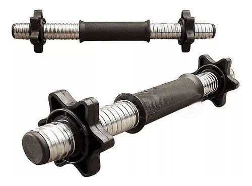 2 Mancuernas Rosca Caño Cromado Agarre Tope Discos Pesas- 0