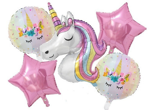 Juego De Globos Unicornio C/estrellas Y Mantel 180x100cm 0