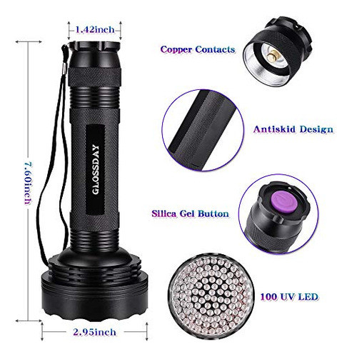 Linterna Uv Luz Negra 100 Led Glossday 1
