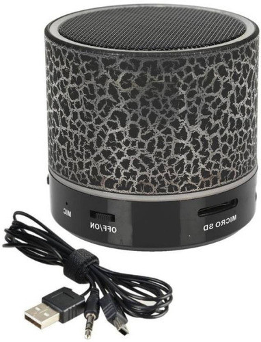 Parlante Portatil Cilindro Craquelado Luz Led Y Lector 0