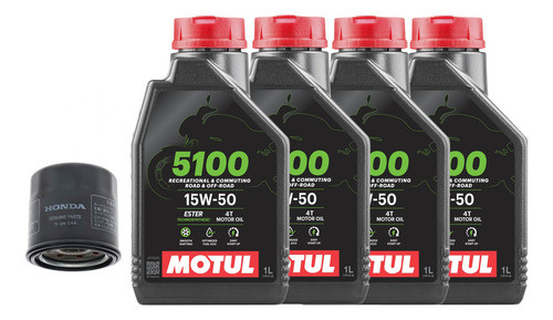 Kit Service Filtro Aceite Original Honda + Aceite Motul 5100 Honda Nc 700 Cbr 600 900 1000 Africa Twin 750 Moto Sur 0