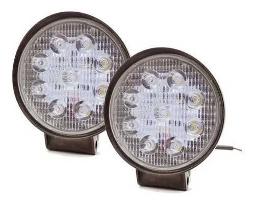 Par Faro 9 Led Redondo 27w Camión Maquinaria Agrícola Y Vial 0