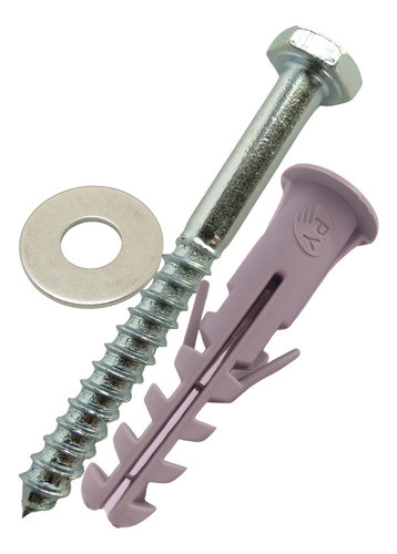 Tirafondo 1/4x2-1/2 + Tarugo Con Tope + Arandela  -  500unid 1