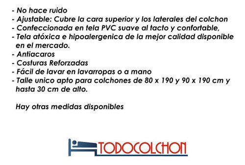 Cubre Colchon Protector Impermeable 150 X 190 Ajustable 1
