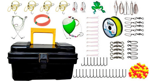 Kit Caja Pesca Tararira Rio Lineas Nylon Anzuelos Accesorios 0