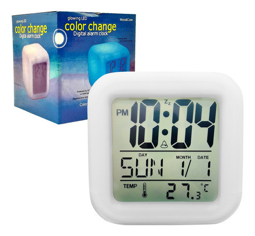 Reloj Despertador Digital Cambia De Color, Temp Fecha 13076 0