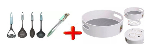 Set Cocina Utensilios X 5 Bandeja Giratoria Aceitera Env Gts 0