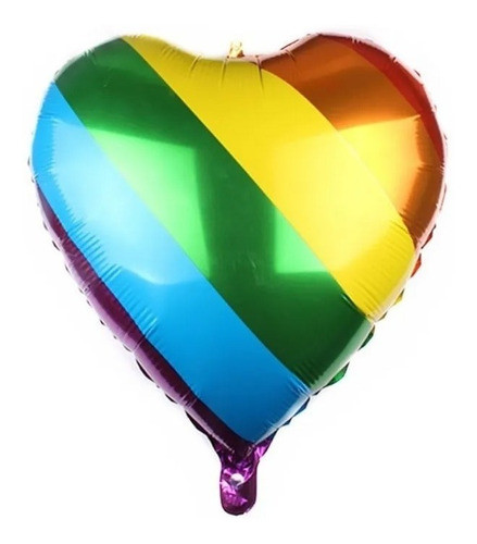 Globo Corazon Arcoiris 60cm Gigante Metalizado Cumpleaños 0