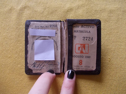 4138- Carnet Centro Argentino De Ingenieros 1949 Cuero 1
