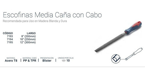 Escofina Madera Bremen Media Cana 12 PuLG Cabo 7195 1