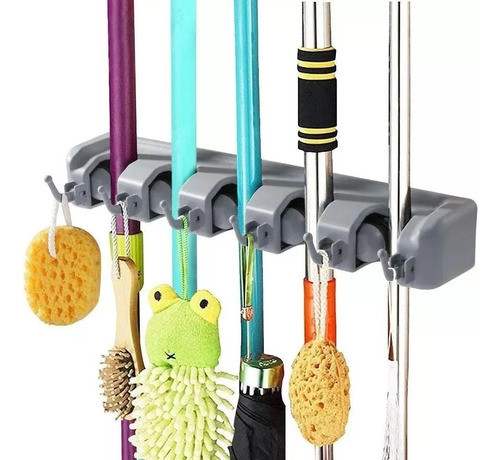 Organizador Soporte Cuelga Porta Escobas Ganchos Escobero 0