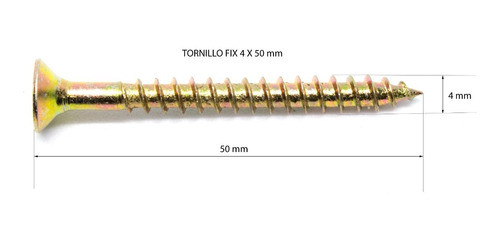 Tornillo Fix 4x50 Dorado (zincado Amarillo) X 1000u 1