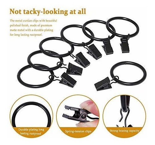 40 Anillos Para Cortinas Con Ganchos Y Clips, 1,5 Pulgadas, 1