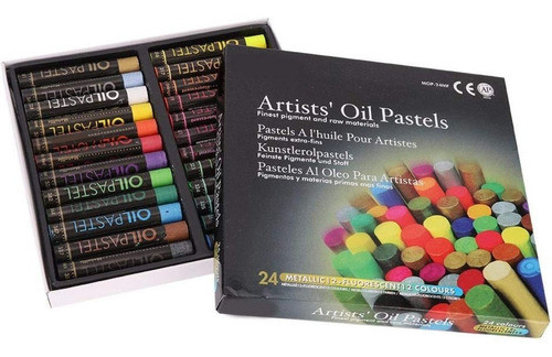 24 Pasteles Oleos Mungyo Oil Pastel Grasos Metalicas + Fluo 0