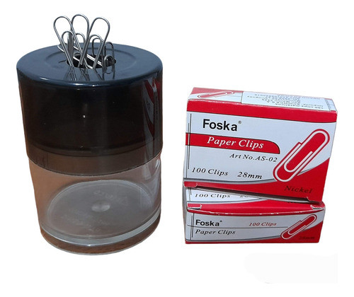 Porta Clips Para Papeles + 200 Clips De 28mm. Oferta !!! 0