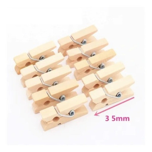 Pack X 50 Mini Broches De Madera Asb Natural 35 Mm 1