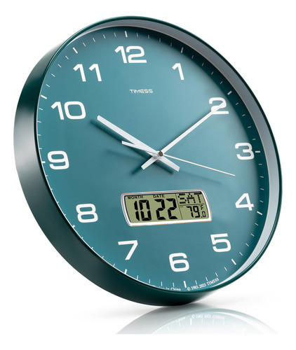 Timess Reloj De Pared Con Calendario, Esfera Verde De 14 Pul 1