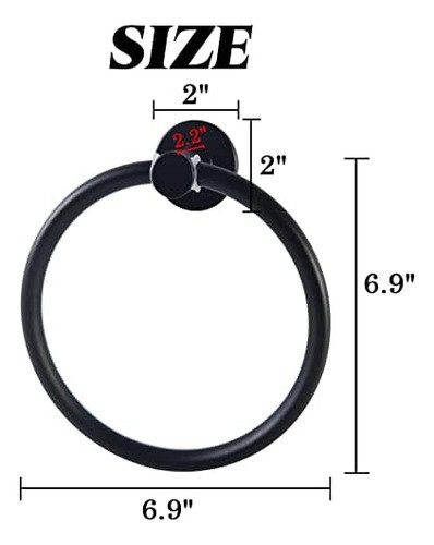 Tihood 2 Uds Anillo De Toalla Negro Mate Para Baño, Toallero 1