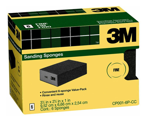6 Lijas Esponja 3m 9.5cm X 6.6cm Grano Fino 0