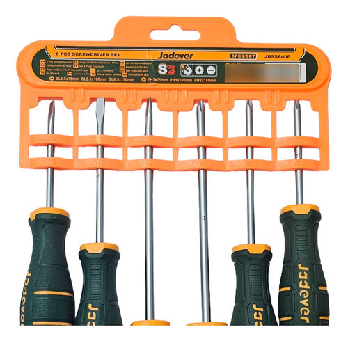6 Destornilladores Jadever Planos Y Philips De 17/20 Y 25cm 1