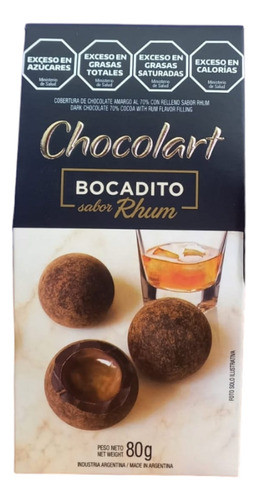Bocaditos Rellenos Con Ron Chocolart X 80 Grs - Chocolate 0