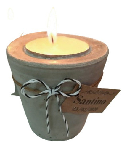 Velas Souvenir En Macetita De Cemento 0