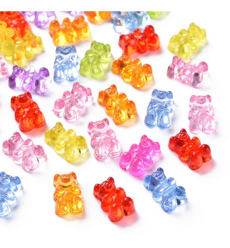 Cuentas Pasantes Acrílicas Ositos Corte Transversal Por 50 G 0