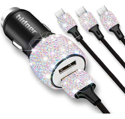 Bling Usb Car Charger 5v / 2.1a Multicolor Crystal Decor Ada 0