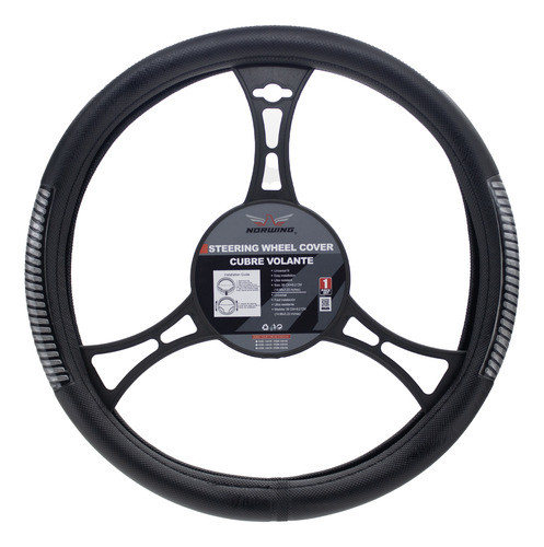 Cubre Volante 38cm Negro Con Flecha Gris Reflectivo 0