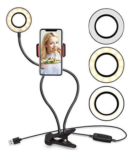 Skyway Aro De Luz Con Soporte De Mesa Pinza Celular 2en1 Gm- 1