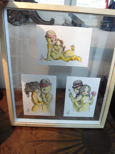 Manga Art Glass Frame – Pierre Poppet / Clay Davis – Double-Sided Glass – 40 x 45 cm – Used