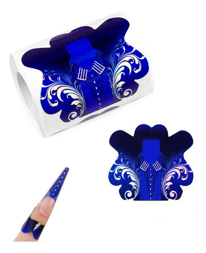 Rollo 50 Moldes Navi Espeso Flor Azul Uñas Esculpidas 0