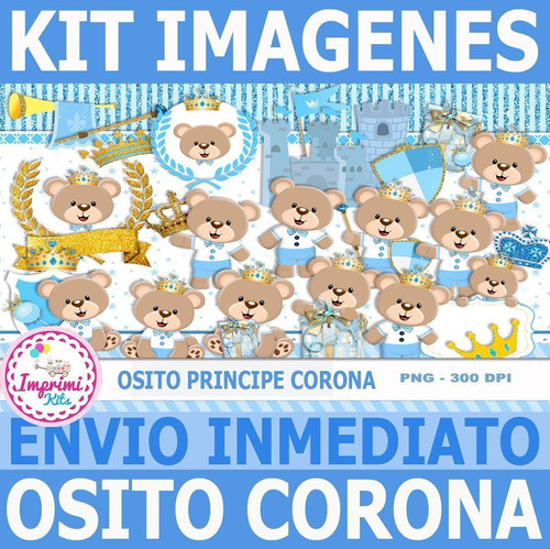 Kit Imprimible Png Osito Corona Principe Fondos Cliparts 1