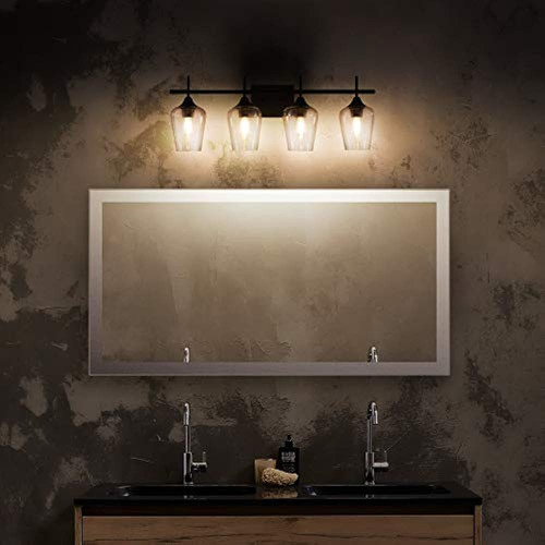 Lámpara De Tocador De 4 Luces En Acabado Negro Mate, Luces D 1