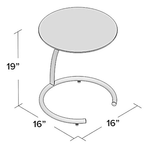 Kb Designs - Mesa C De Acento Lateral Moderno, Cromo Metal/v 1