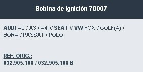 70007 Bobina Audi Fox Golf Bora Polo Gol Voyage 32905106b 1