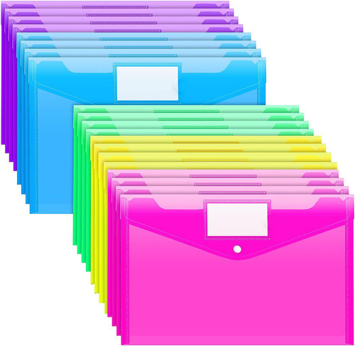 20 Sobres Plasticos Con Bolsillo Y Boton Tamaño Carta/a4 0