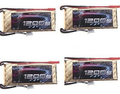 4pcs Yks Lipo 7.4v 1200mah 20 C Max C 30 Jst Enchufe De La B 1