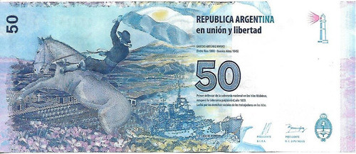 Billete 50 Pesos Malvinas Serie B Sin Circular Palermo 1