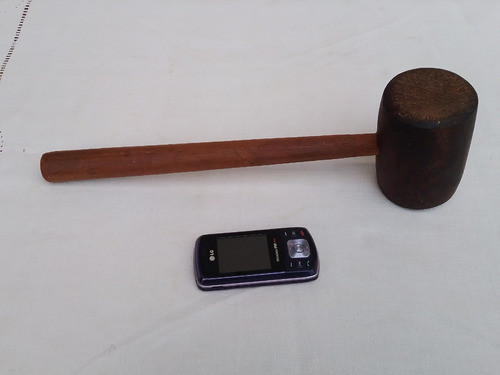 Antigua Maza Mazo Martillo En Madera Carpintero Para Tonel 1