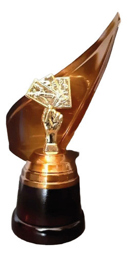 Trofeo Metálico Truco Cartas Tute 32cm Base Madera 0
