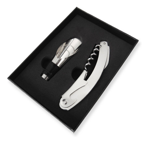 Set Kit De Vino 2 Piezas En Caja De Regalo Cartón Negro 1