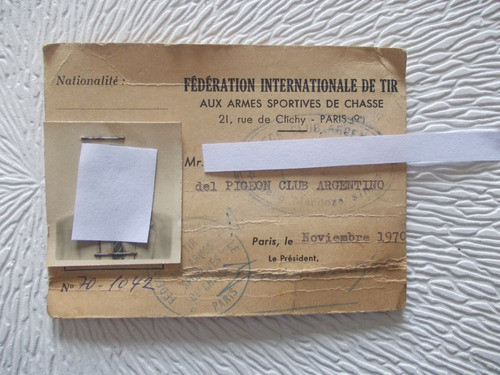 4360- Carnet Usado Federac. Internacional De Tiro Año 1970 0