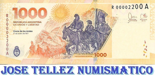 Billete $1000 San Martin Reposicion Nbajo Binum Unc Palermo 0