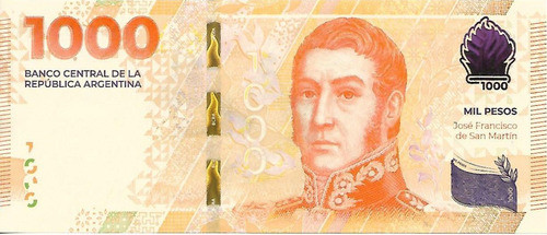 Billete $1000 San Martin Reposicion Nbajo Binum Unc Palermo 1
